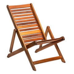Sport Inspired Fold Away Wooden Beach Chair Isolated on Transparent Background