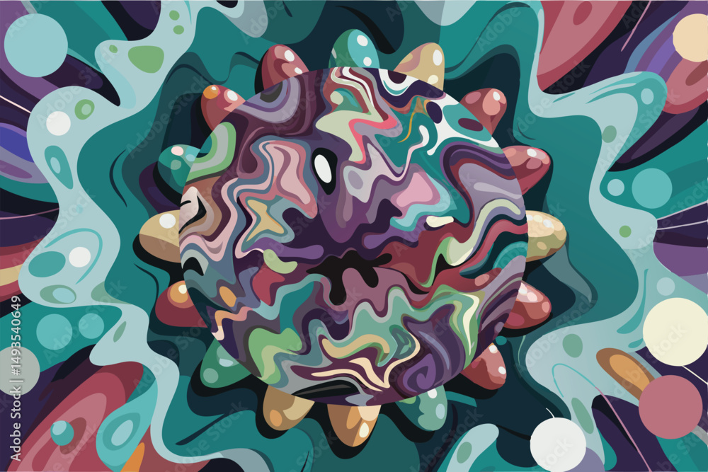 Aufkleber abstract colorful wavy artistic design with transparent elements and a modern swirl pattern