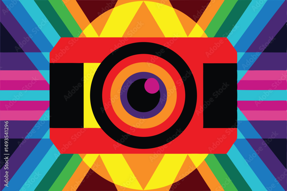 Aufkleber abstract composition with bold geometric shapes and a colorful array of elements