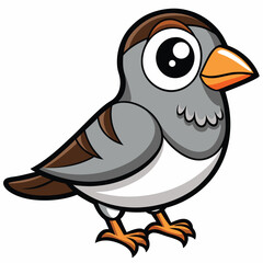 Cartoon pigeon stands attentively, showcasing gray plumage, brown markings, and orange beak