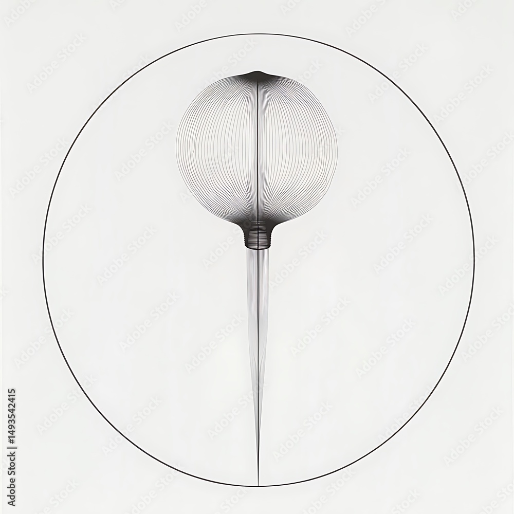 Poster elegant line art: minimalist design with geometric circle and central element for artistic decor and