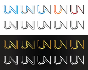 Abstract letter UN logo design vector template multiple color variations modern graphic identity logotype branding element
