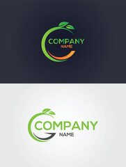 Green leaf circle company logo design vector template minimalist style for branding identity business