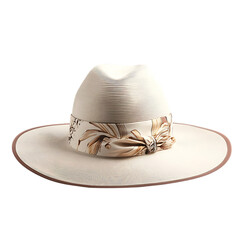 Refined Wide Brim Sun Hat with Elegant Smooth Conto Isolated on Transparent Background