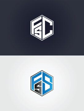 Abstract letter initial logo design set vector template featuring geometric hexagon shapes and modern corporate identity for business