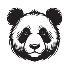 Black Color Panda Silhouette Vector Illustration, Solid White Background. minimal vector design