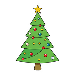 Vintage Christmas background featuring a classic Christmas tree adorned with ornaments, warm lights, and a nostalgic charm, evoking cozy holiday memories.
