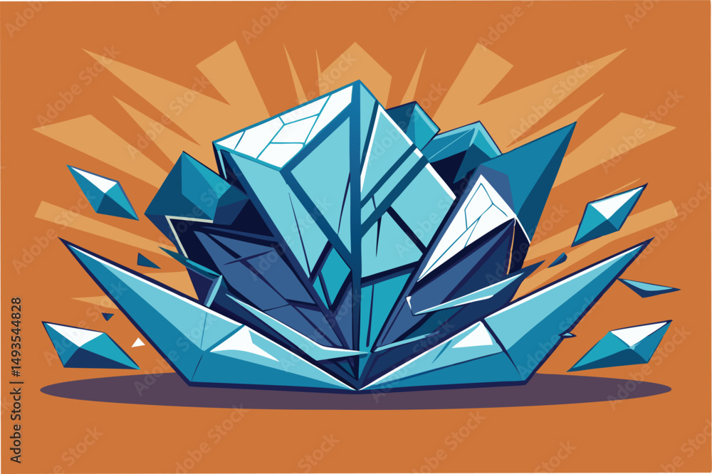Leinwandbilder vector illustration of a geometric crystal explosion in vibrant colors, showcasing an artistic inter