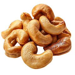 Cashew nuts roasted and isolated on a White background