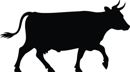 Cow Silhouette Set – Farm Animal Vector Icons Cattle Silhouette Collection – Cow, Bull, Calf Icons Pack