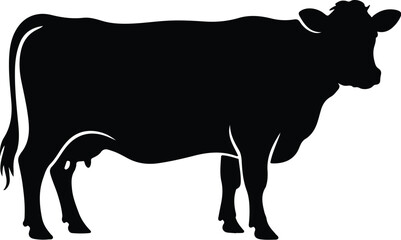 Cow Silhouette Set – Farm Animal Vector Icons Cattle Silhouette Collection – Cow, Bull, Calf Icons Pack