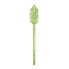 Minimalistic Arrow with Clean Contours in Lime Green Isolated on Transparent Background