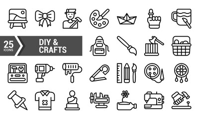 25 DIY & Crafts Line Icons for Your Creative Projects.