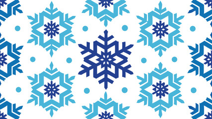 Seamless Snowflake Pattern on White Background.
