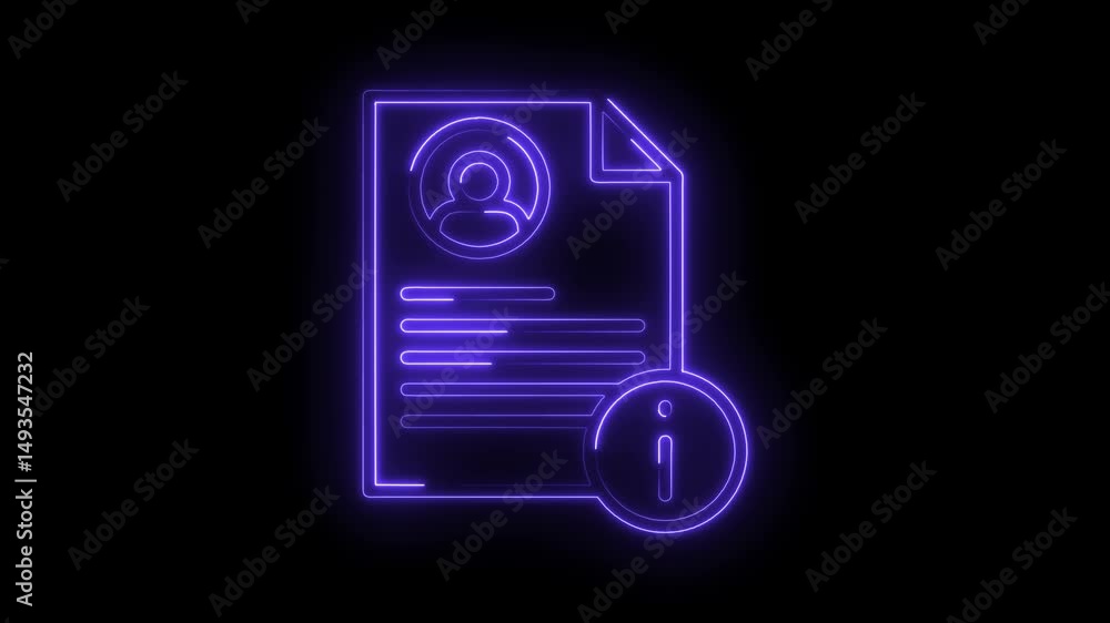 Aufkleber glowing neon user profile and information animation on black background for technology concepts