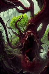 Fototapeta premium Fantasy Monster Concept Art: yateveo, carnivorous african tree