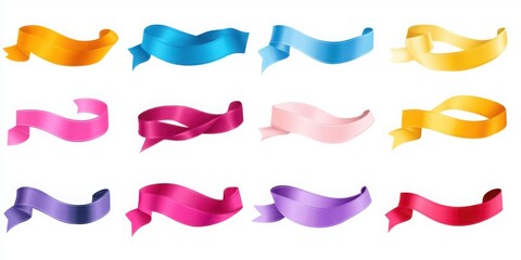 Set of clearance sale ribbons, a collection of discount banners isolated on a clean white background for promotional designs.