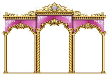 Triumphal Arch. Golden classic rococo baroque frame