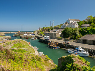 Amlwch Anglesey. A small fishing harbour with many boats docked in it