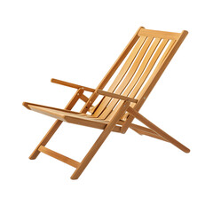 Minimalist Fold Away Wooden Beach Chair Isolated on Transparent Background