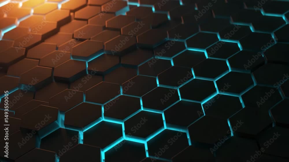 Aufkleber abstract background with hexagonal shapes and glowing blue lights, creating a futuristic underwater 