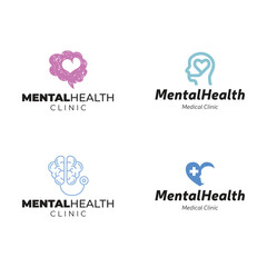 Set of Simple Mental Health Logo Design. Psychology Therapy Logo, Icon, Symbol, Vector, Design Inspiration.
