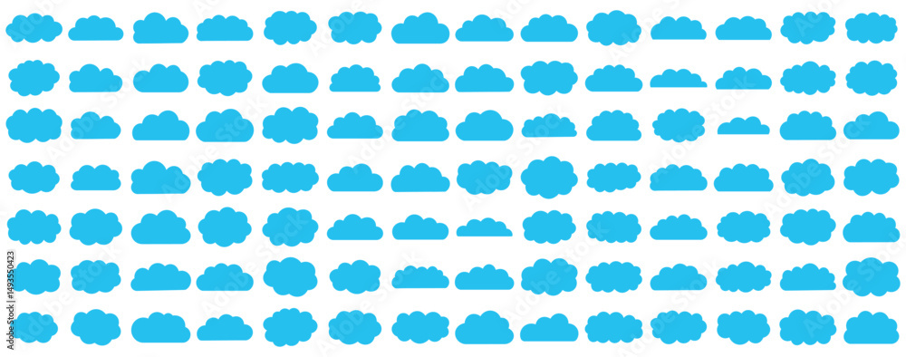 Poster white abstract cloud illustration set. cute fluffy, bubbly clouds collection. vector set of clouds s