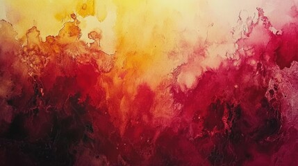 Abstract watercolor painting in red, yellow, and black hues