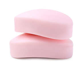 Two soap bars isolated on white. Personal hygiene