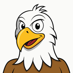 An eagle smiles with a fierce gaze, showcasing white feathers and brown body