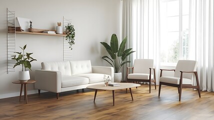 Scandinavian style interior design of modern living room..