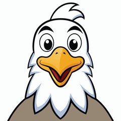 Cartoon bald eagle bursts with charm, its endearing expression radiating fun and approachability