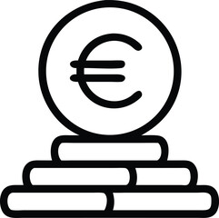 Black silhouette design representing a stack of gold euro coins with transparency