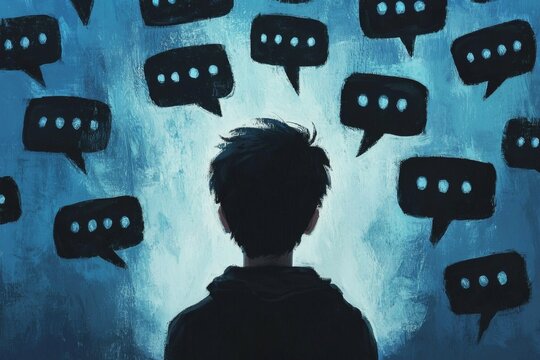 Illustrative depiction of verbal bullying through speech bubbles.