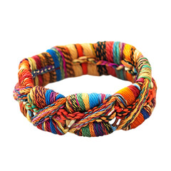 Bohemian Woven Bracelet with Free Form Interlaced Knot Isolated on Transparent Background