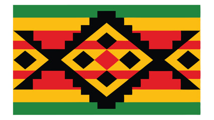 Traditional African Kente Textile Design with White Background.