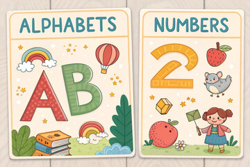 Set of Educational Flashcards for Toddlers &ndash; Alphabet and Numbers Learning	
