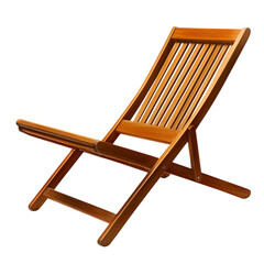 Elegant Modern Wooden Beach Chair with a Compact Design Isolated on Transparent Background