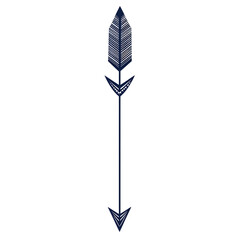 Contemporary Arrow with Precise Geometric Lines in Black and Blue Isolated on Transparent Background