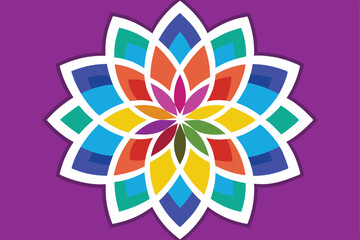 Colorful geometric flower illustration with a white outline representing beauty and creativity.