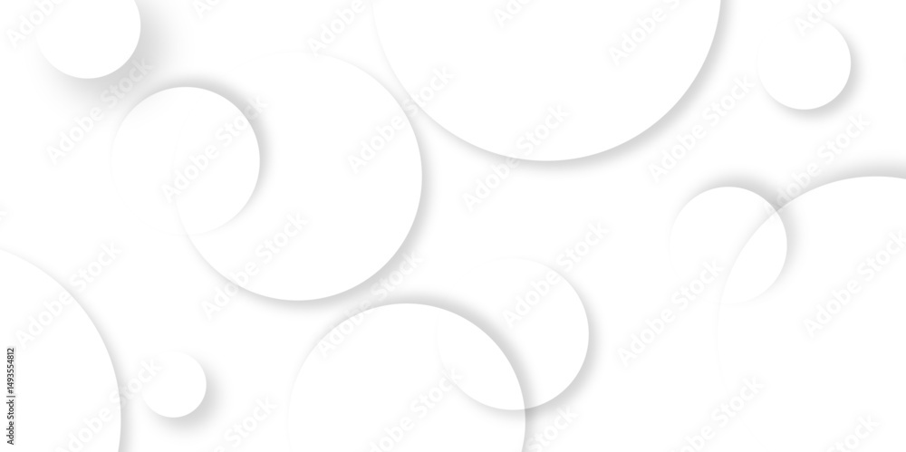 Fototapete Abstract background with circle white abstract geometric background with soft light white paper circles in design .Gray abstract. Modern design background for report and project presentation template.