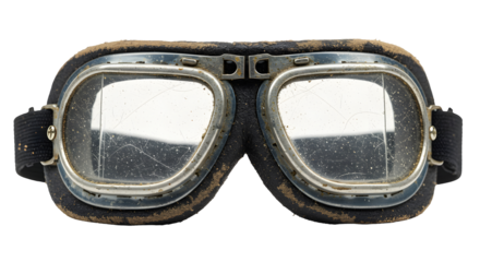 Dusty Vintage Aviator Goggles with Leather and Metal Frame
