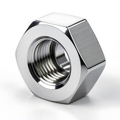 High-Resolution Close-up of a Shiny Metal Hex Nut