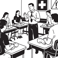 Fototapeta premium Ilustración de capacitación médica en RCP