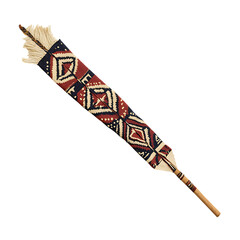 A Woven Cotton Arrow with Navajo Star Patterns Isolated on Transparent Background