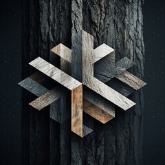 Geometric wood design on bark, an evocative exploration of texture and form
