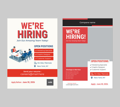 We are hiring flyer design template bundle, Poster or flyer templates, Job vacancy flyer poster template design, Hiring employee poster leaflet design bundle template.