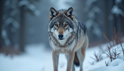 Fototapeta premium Wolf in Snowy Forest