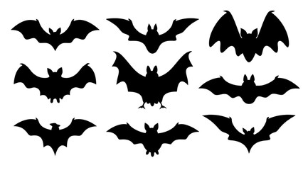 Fototapeta premium set of halloween bat silhouette vector on tranparent background