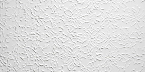  Embossed matte white tile texture with raised floral geometric design.
